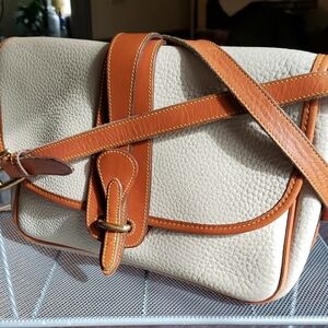 Dooney & Bourke Vtg Tan and Bone Equestrian Crossbody Bag